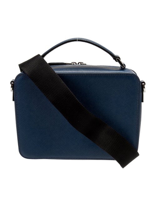 Prada Enameled Metal Triangle Saffiano Brique Travel