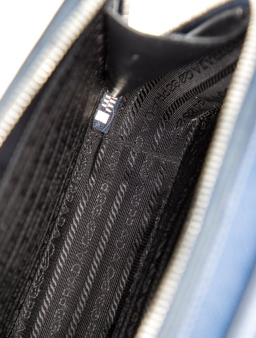 Prada Enameled Metal Triangle Saffiano Brique Travel