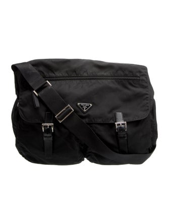 Prada Enameled Metal Triangle Messenger Bag