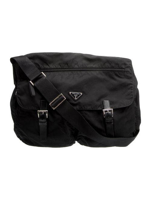 Prada Enameled Metal Triangle Messenger Bag