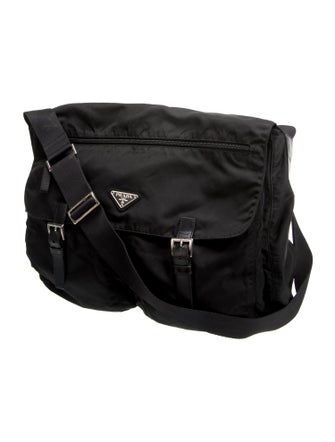 Prada Enameled Metal Triangle Messenger Bag