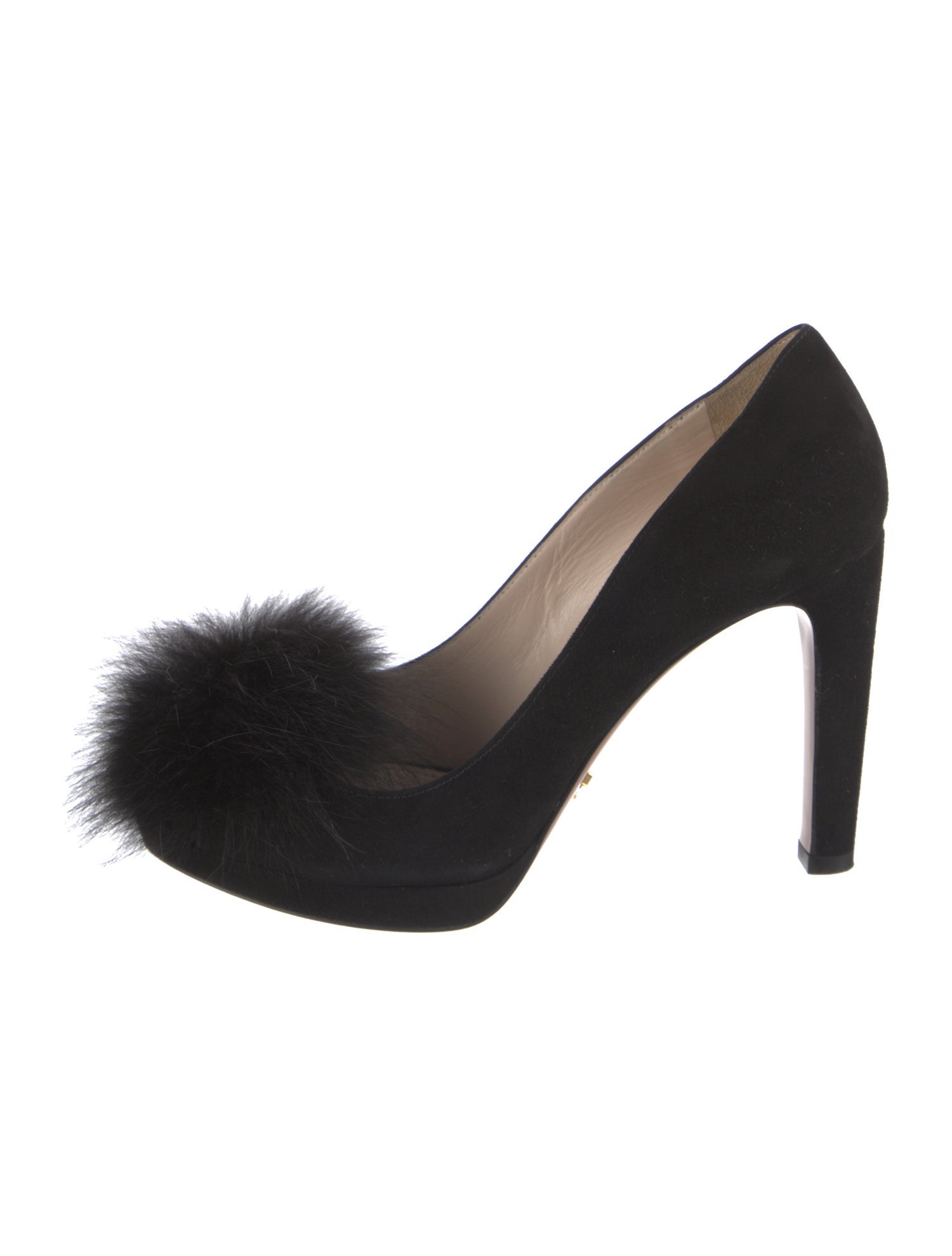 Prada Suede Faux Fur Trim Pumps
