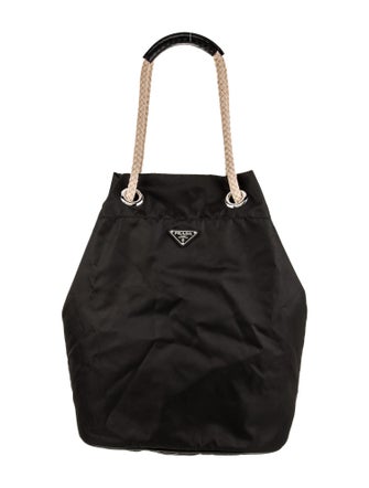 Prada Enameled Metal Triangle Re-Nylon drawstring