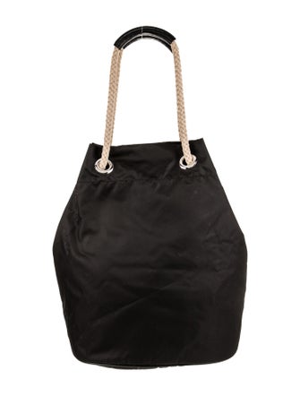 Prada Enameled Metal Triangle Re-Nylon drawstring