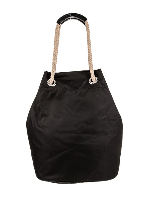 Prada Enameled Metal Triangle Re-Nylon drawstring