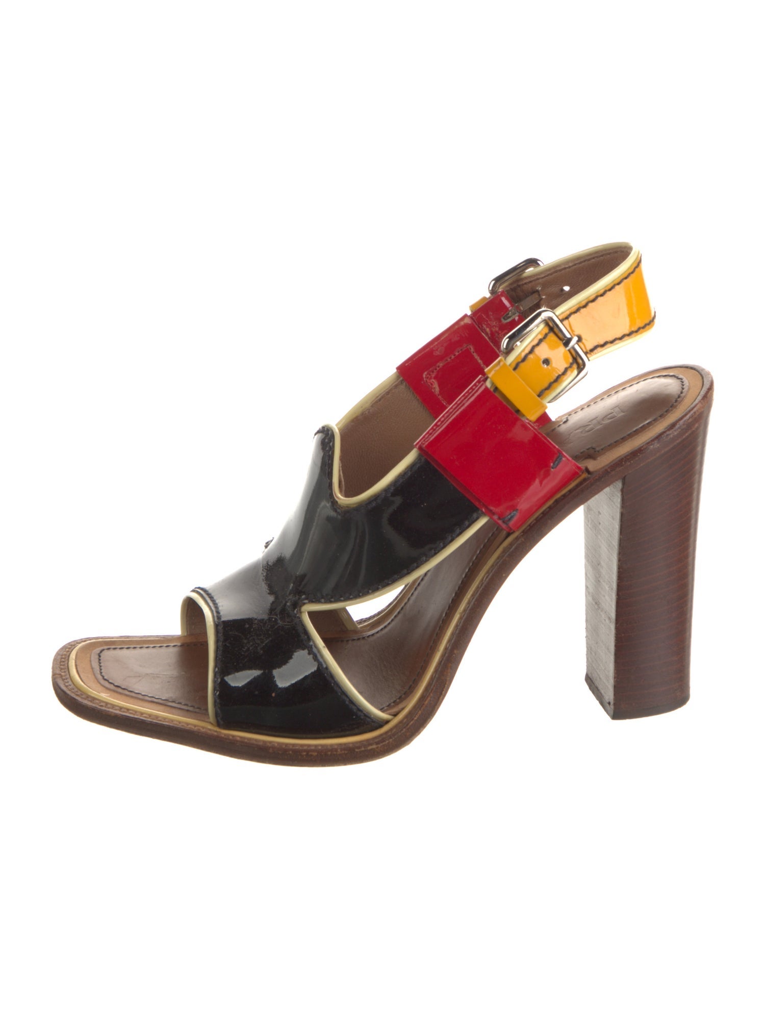 Prada Patent Leather Printed Slingback Sandals