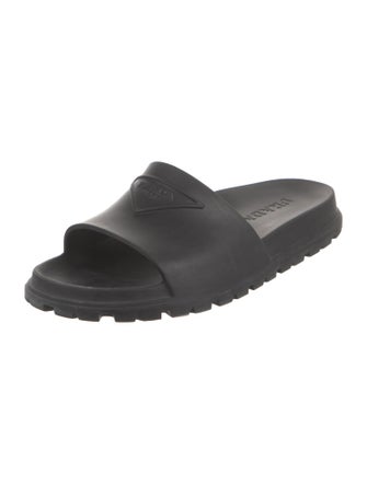 Prada Rubber Embroidered Accent Slides