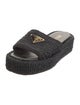 Prada Enameled Metal Triangle Raffia Espadrilles