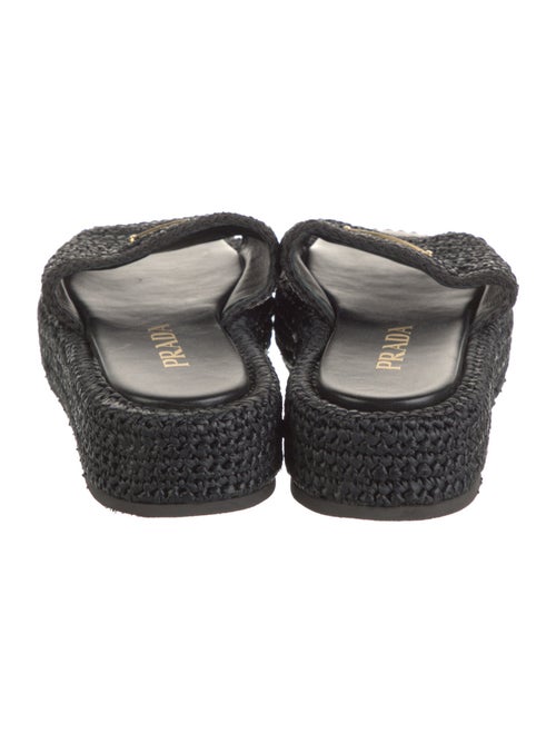 Prada Enameled Metal Triangle Raffia Espadrilles