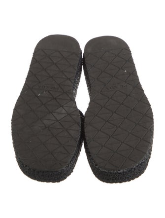 Prada Enameled Metal Triangle Raffia Espadrilles