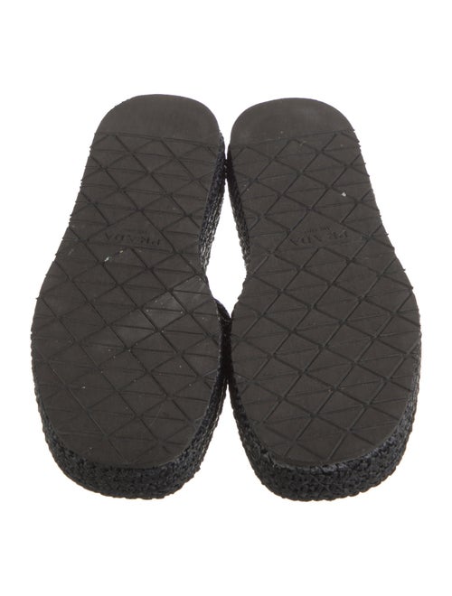 Prada Enameled Metal Triangle Raffia Espadrilles