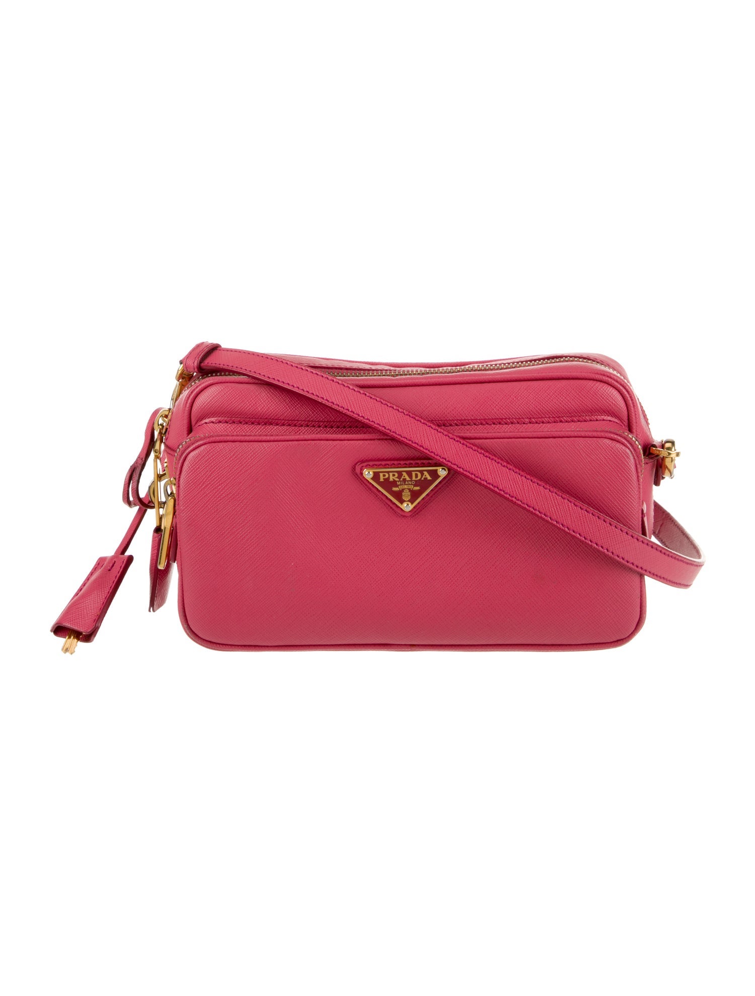 Prada Enameled Metal Triangle Crossbody Bag