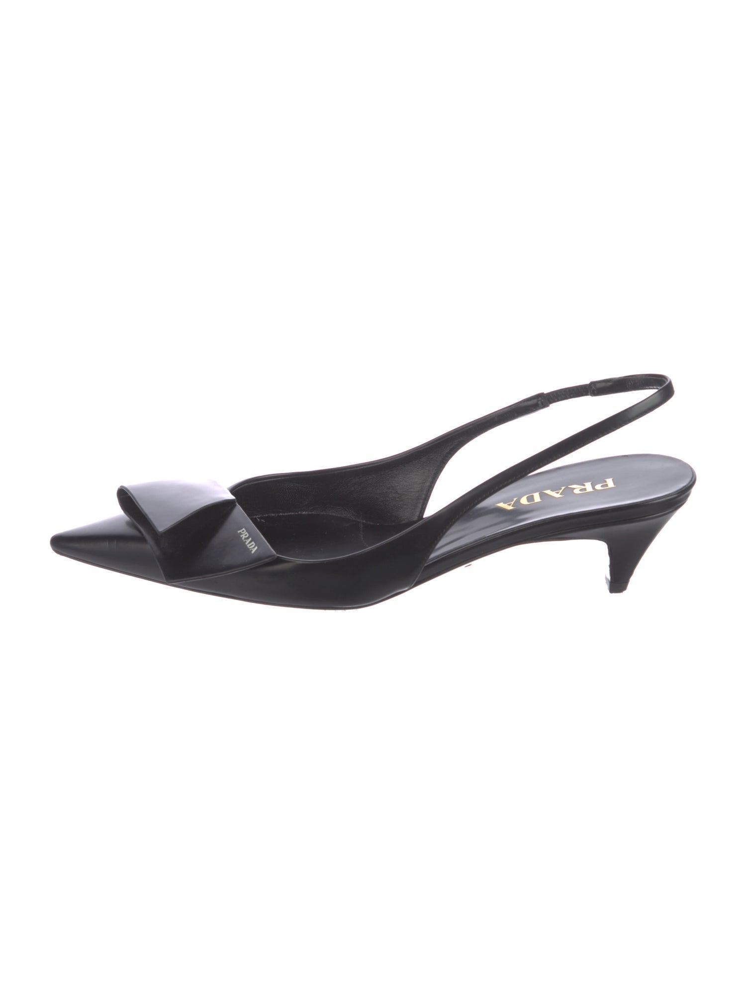 Prada Leather Bow Accents Slingback Pumps