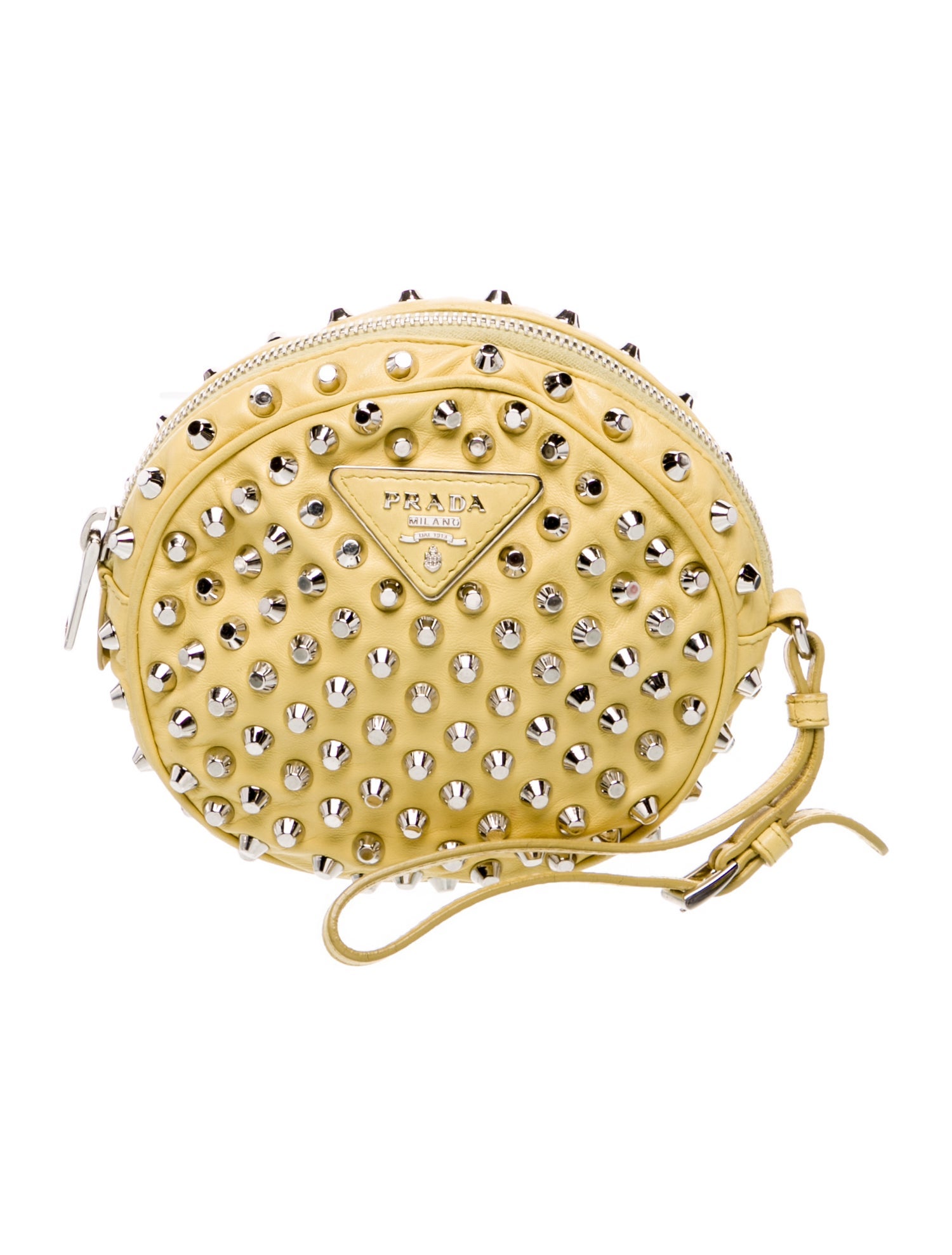 Prada Nappa Leather Leather Studded Clutch Mini