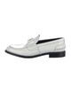 Prada Enameled Metal Triangle Leather Loafers