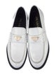 Prada Enameled Metal Triangle Leather Loafers