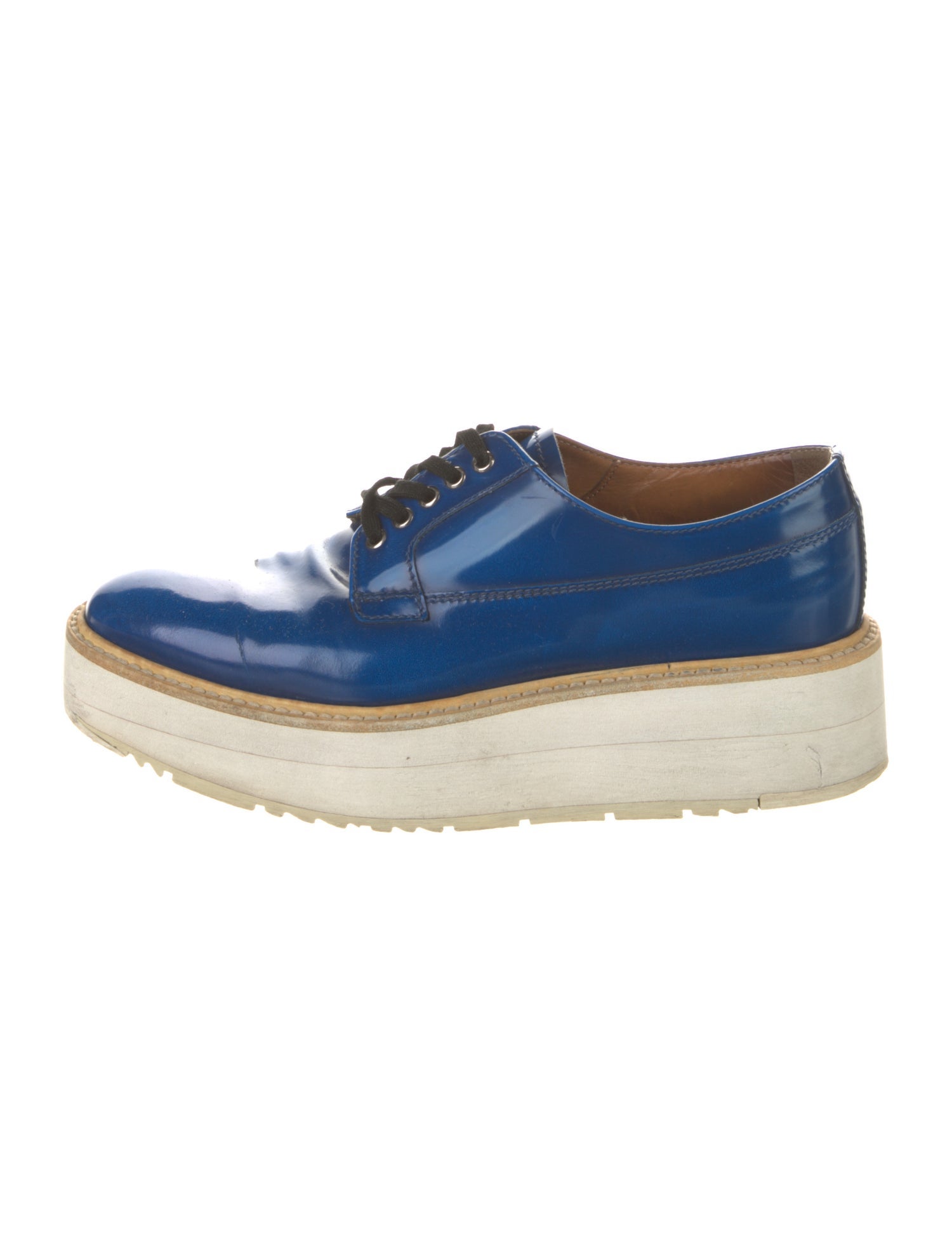 Prada Patent Leather Whipstitch Trim Oxfords