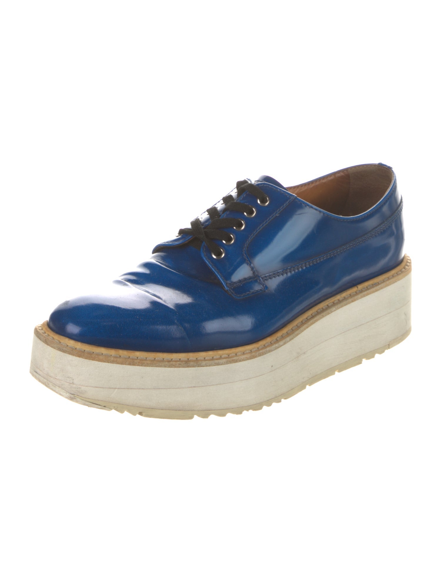 Prada Patent Leather Whipstitch Trim Oxfords