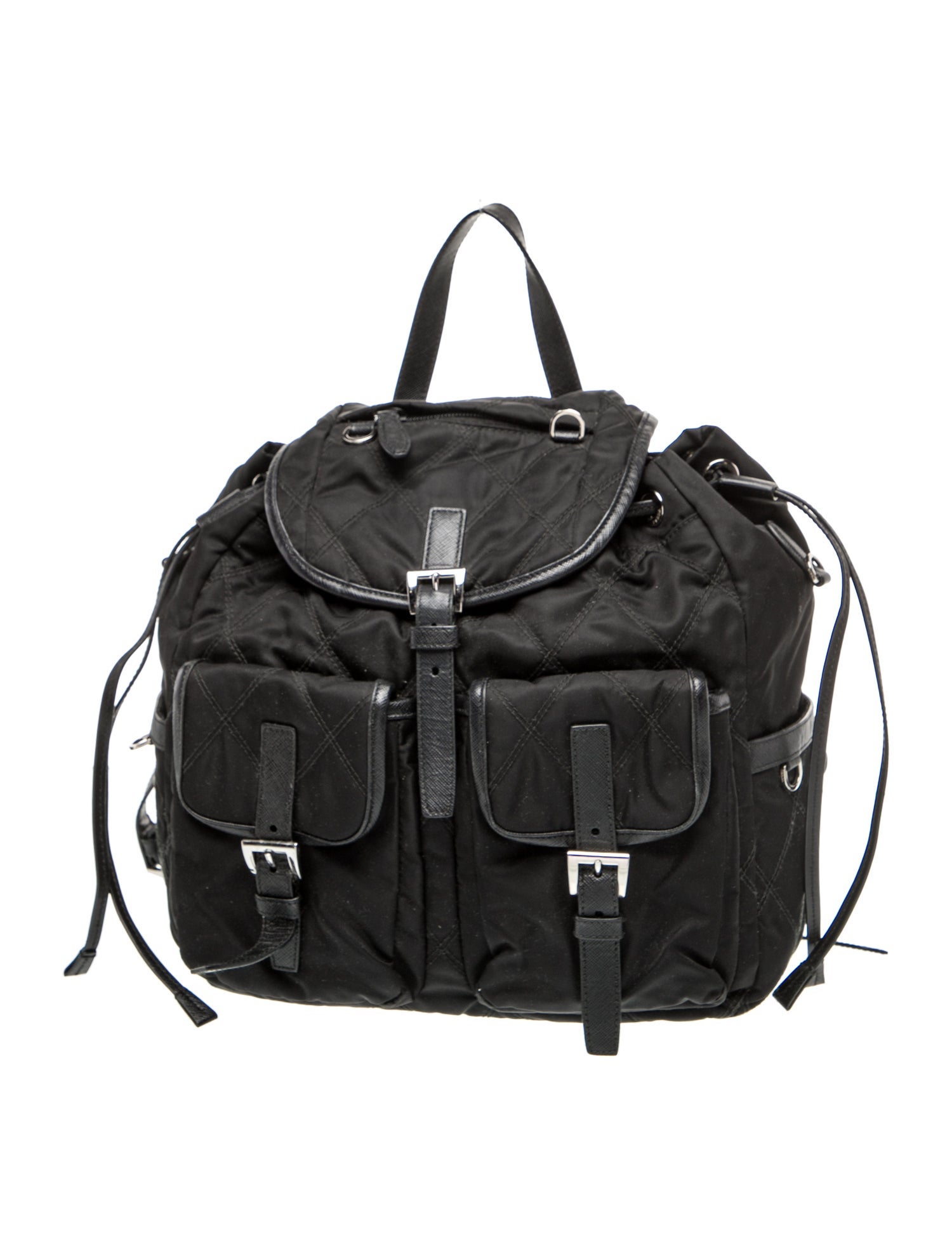 Prada Enameled Metal Triangle Backpack