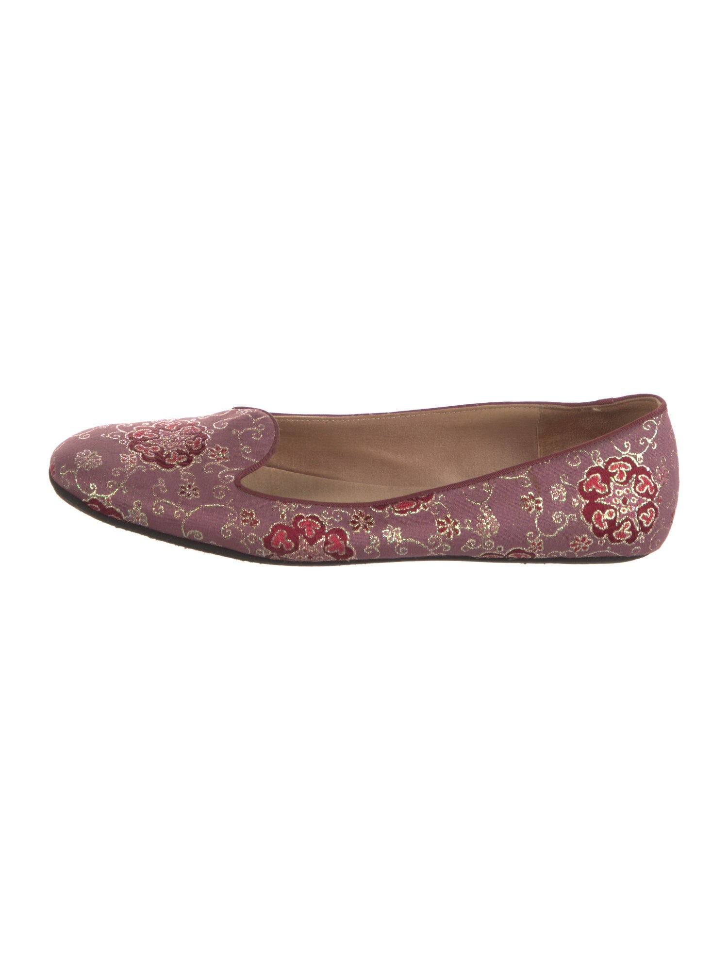 Prada Floral Print Glitter Accents Flats