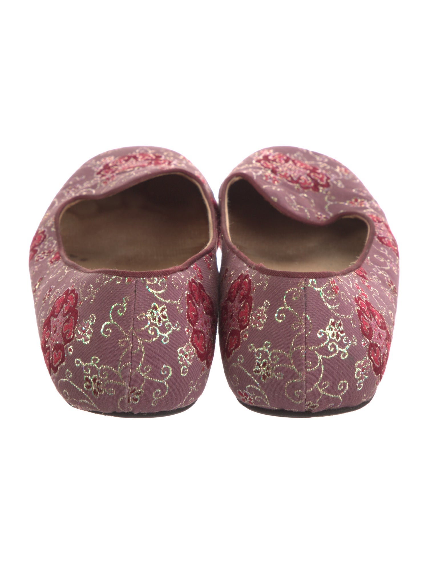Prada Floral Print Glitter Accents Flats
