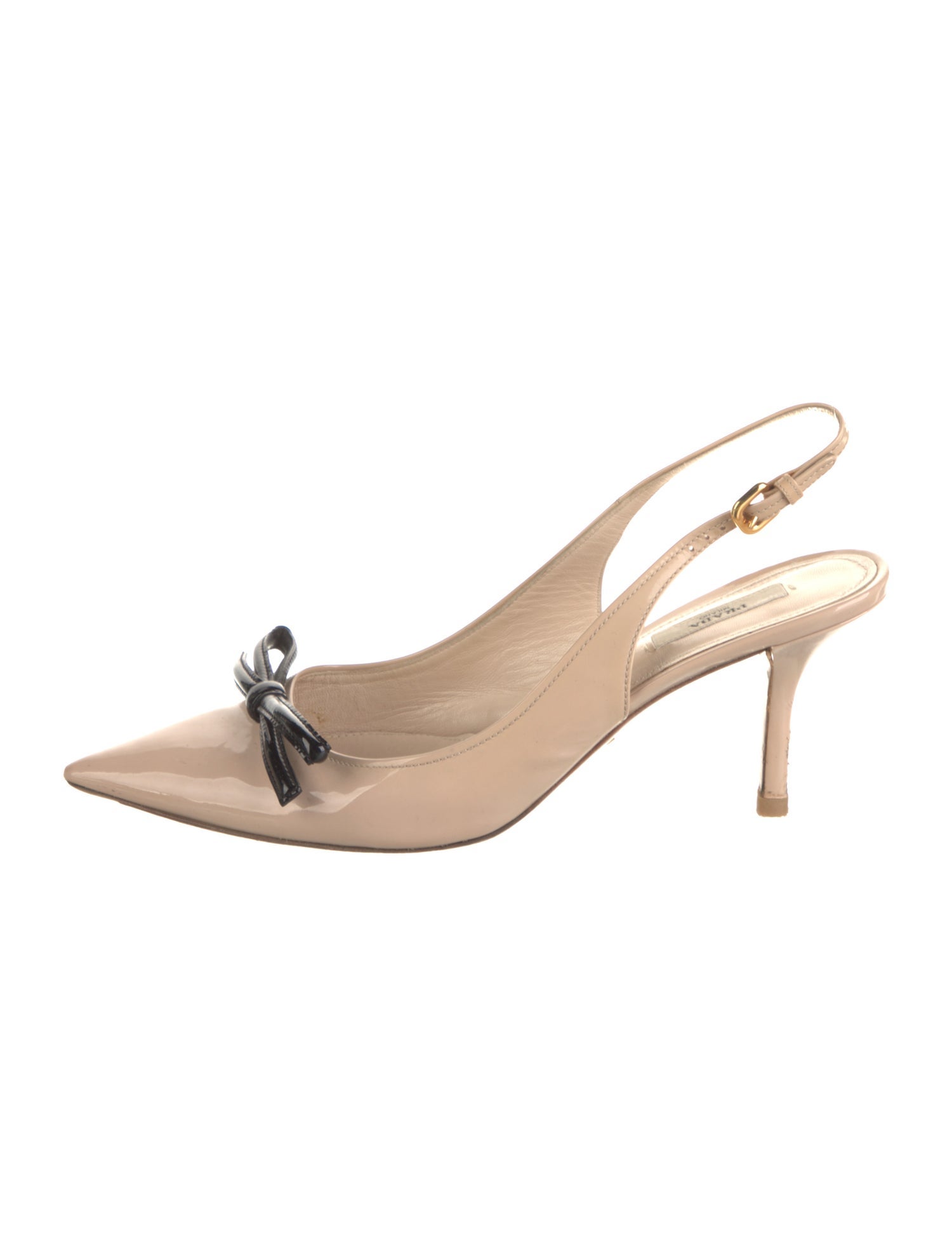 Prada Patent Leather Bow Accents Slingback Pumps
