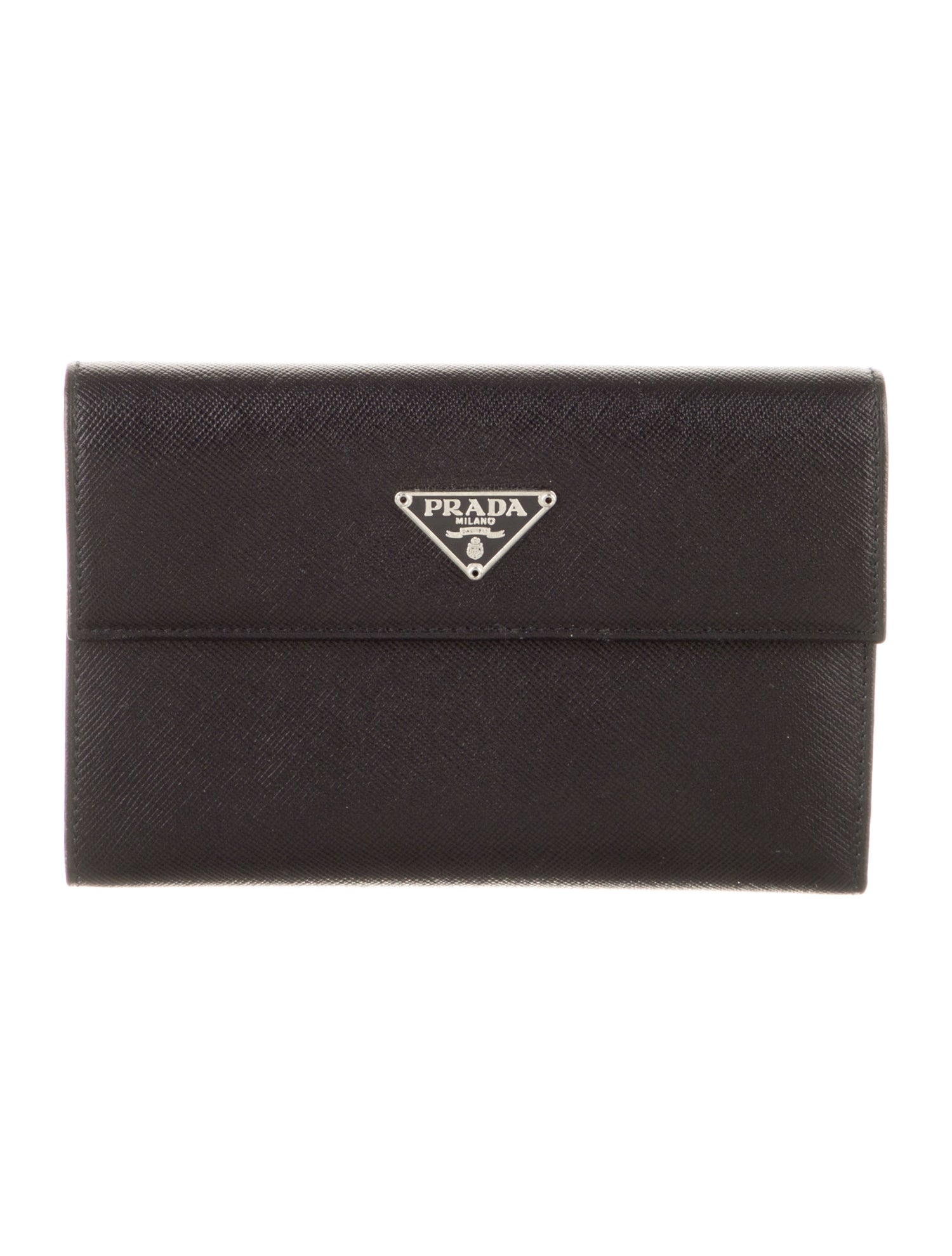 Prada Saffiano Triangle Leather Compact Wallet