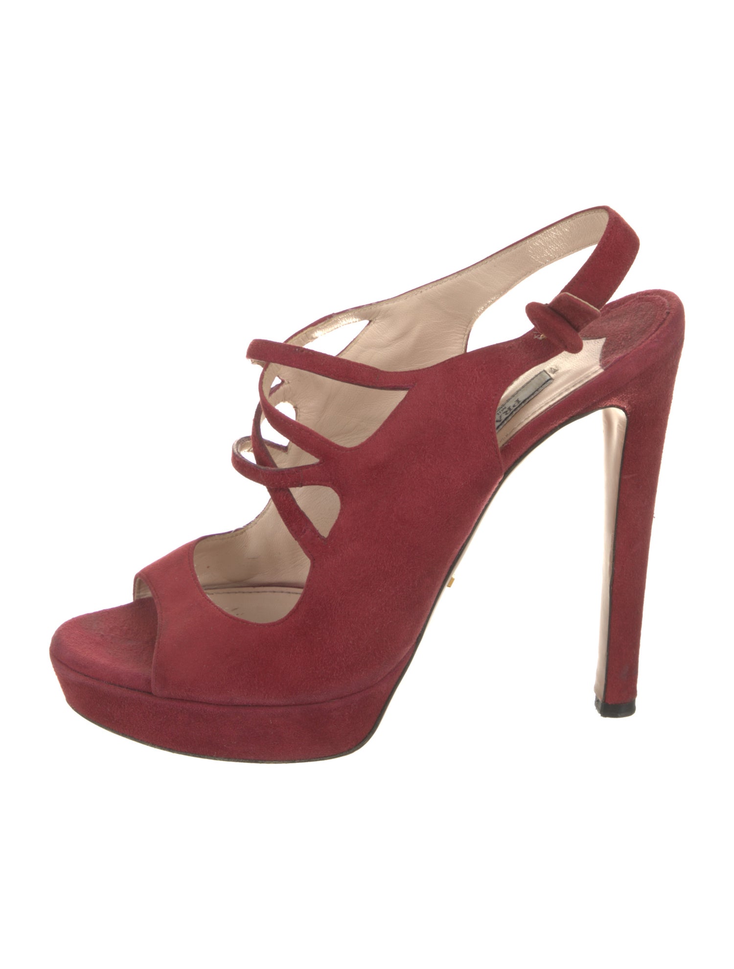 Prada Suede Cutout Accent Slingback Sandals