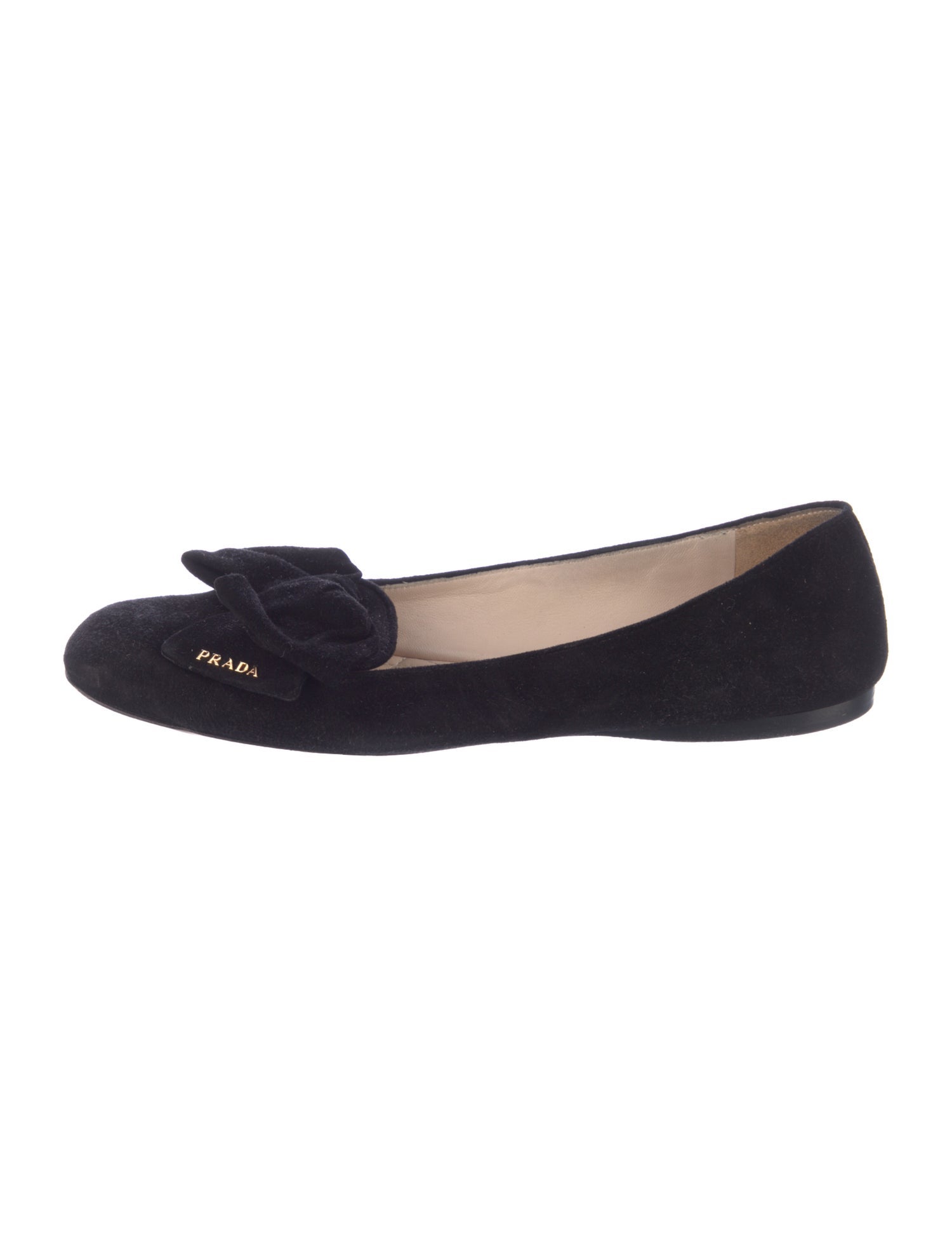 Prada Suede Bow Accents Mary Jane Flats