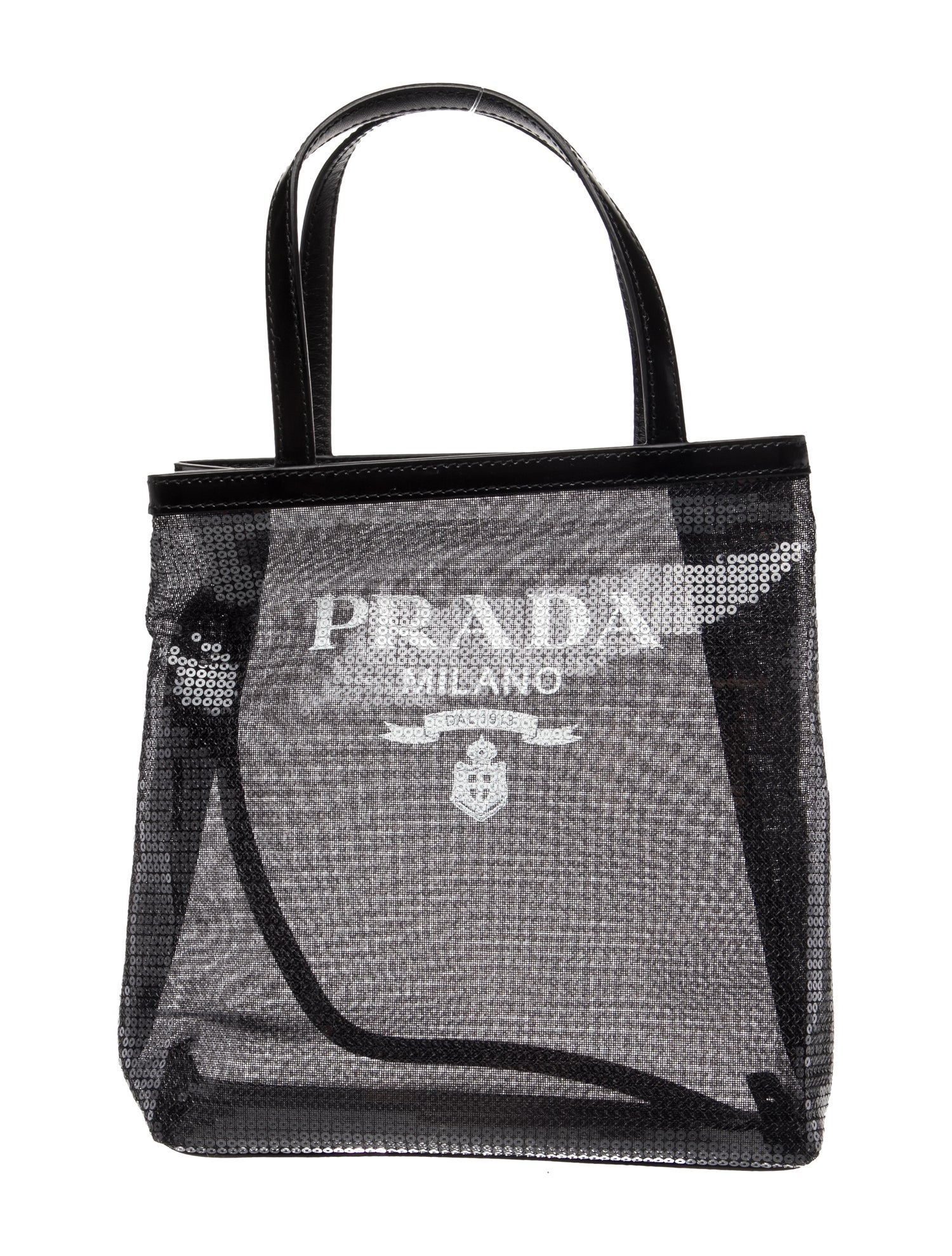 Prada Enameled Metal Triangle Top Handle Bag