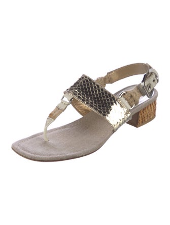 Prada Leather Animal Print Slingback Sandals