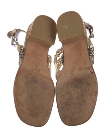 Prada Leather Animal Print Slingback Sandals