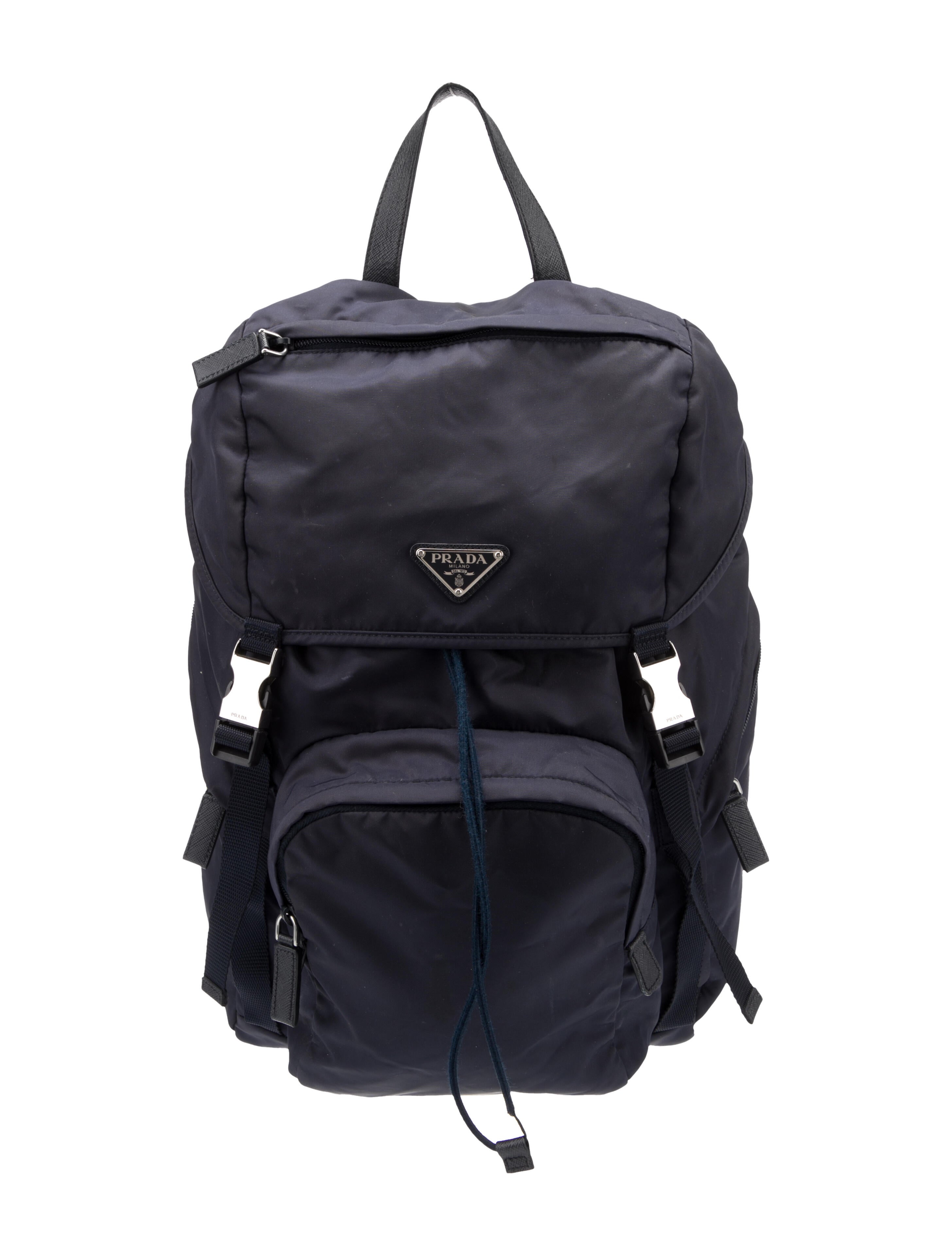 Prada Enameled Metal Triangle Backpack