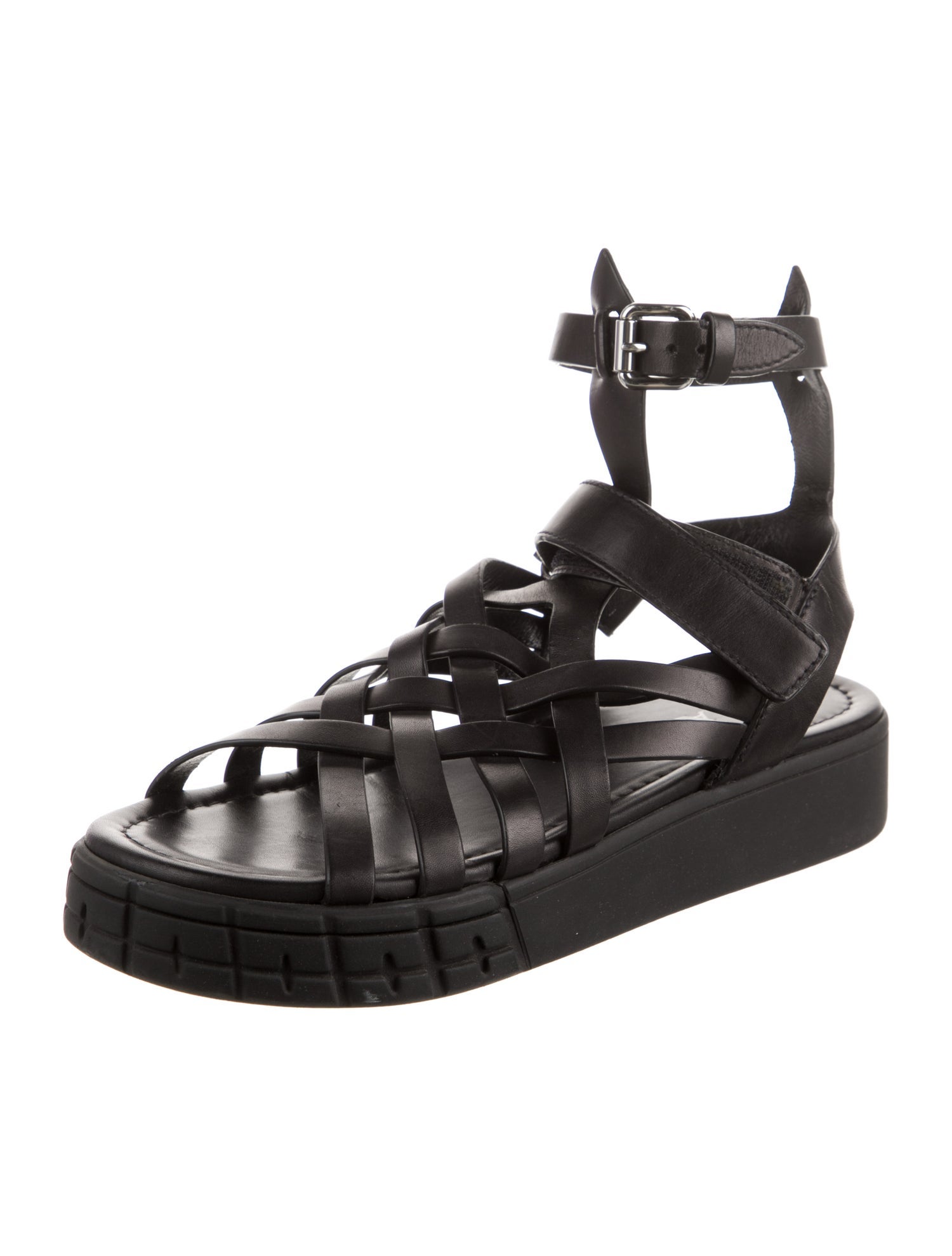 Prada Leather Cutout Accent Gladiator Sandals