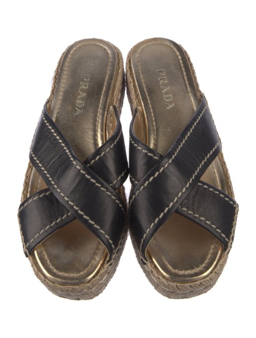 Prada Leather Colorblock Pattern Espadrilles