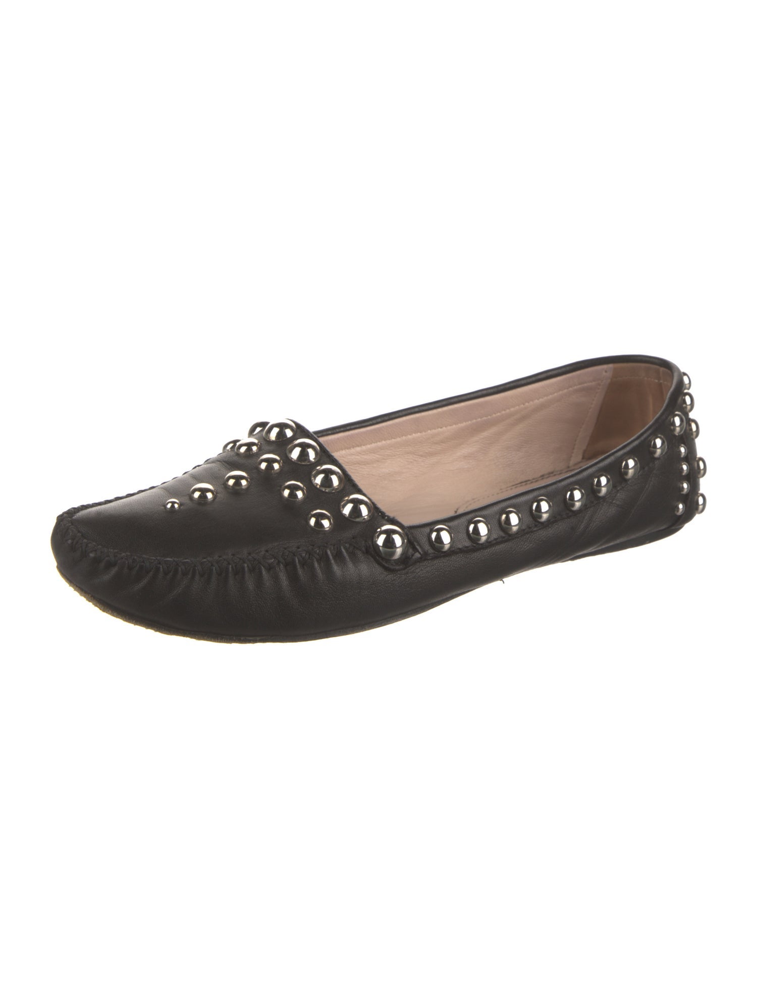 Prada Leather Tassel Accents Loafers