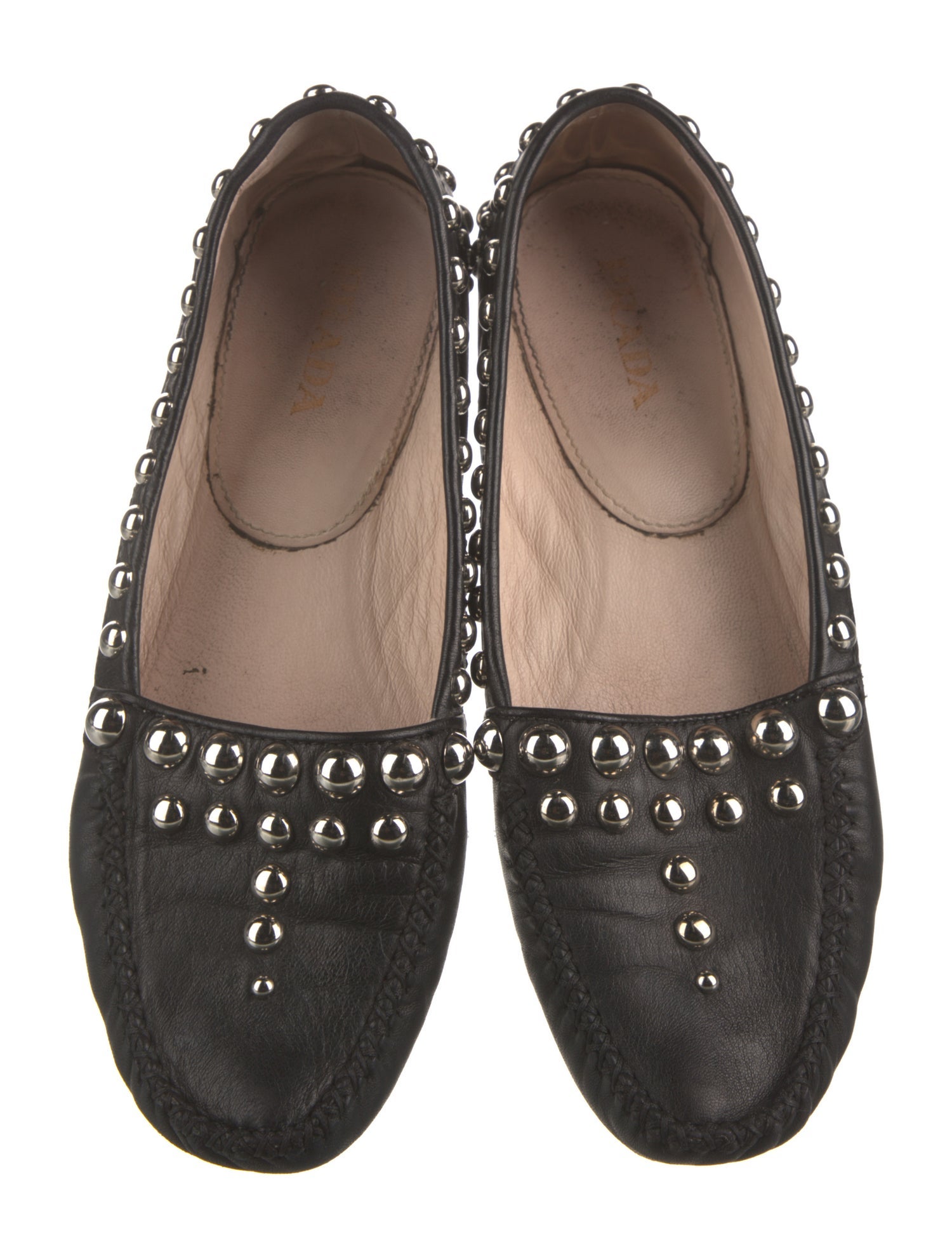Prada Leather Tassel Accents Loafers