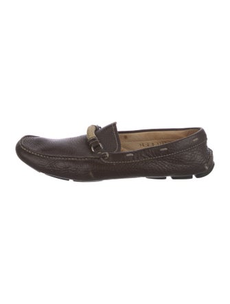 Prada Horsebit Accent Leather Moccasins