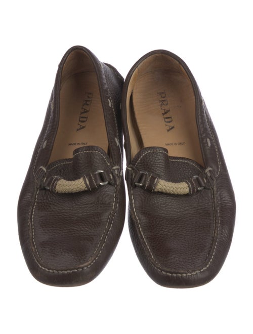 Prada Horsebit Accent Leather Moccasins