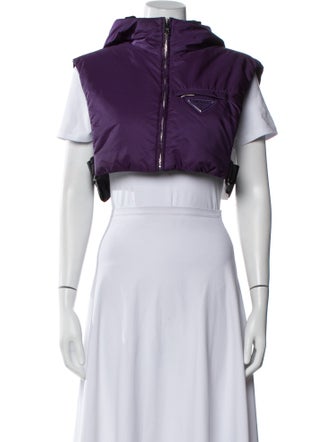 Prada 2020 Enameled Metal Triangle Puffer Coat