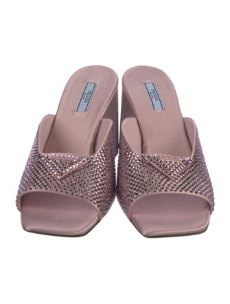 Prada Satin Crystal Embellishments Slides
