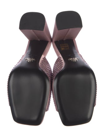 Prada Satin Crystal Embellishments Slides