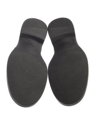 Prada Enameled Metal Triangle Leather Loafers