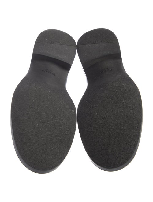 Prada Enameled Metal Triangle Leather Loafers