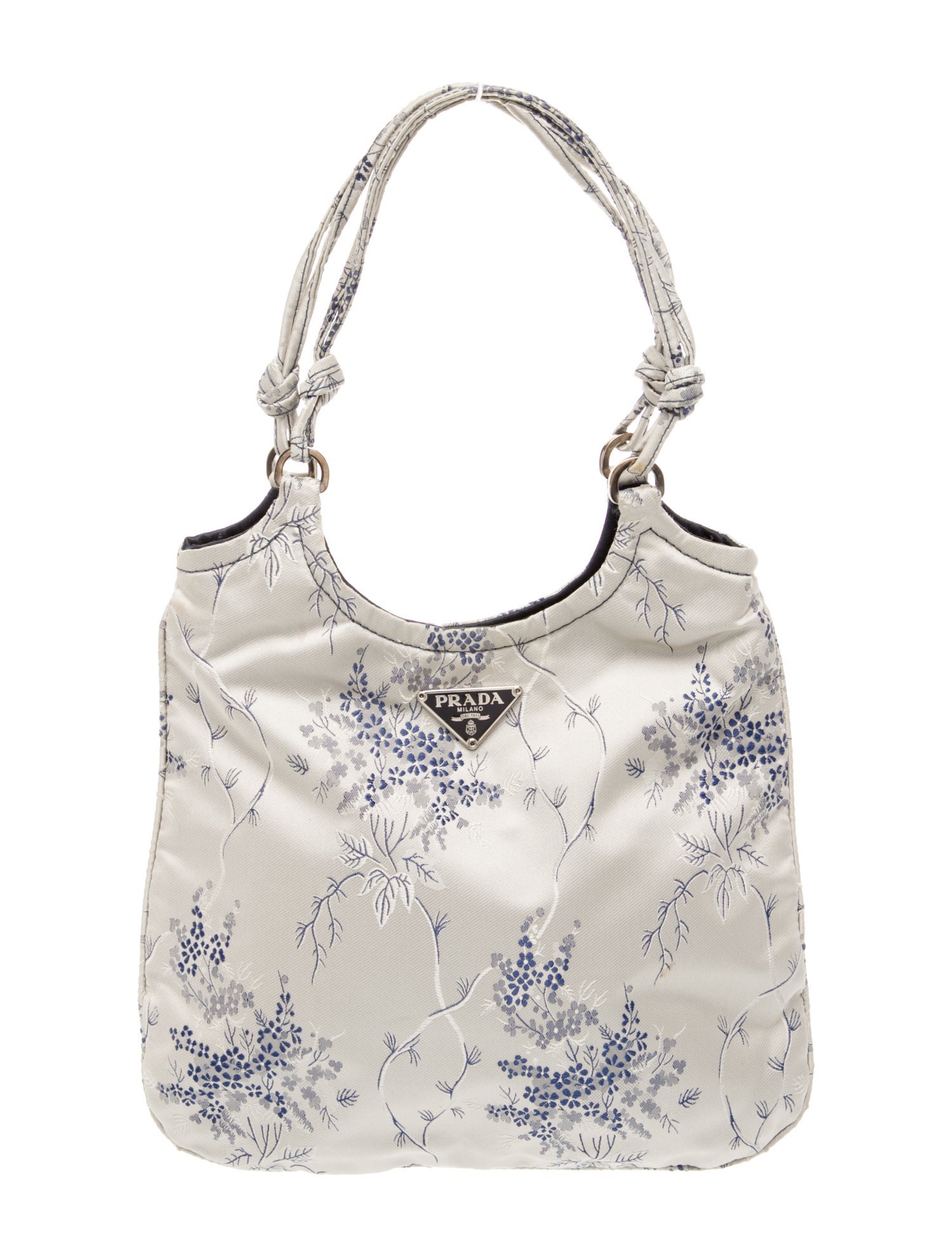 Prada Enameled Metal Triangle Top Handle Bag