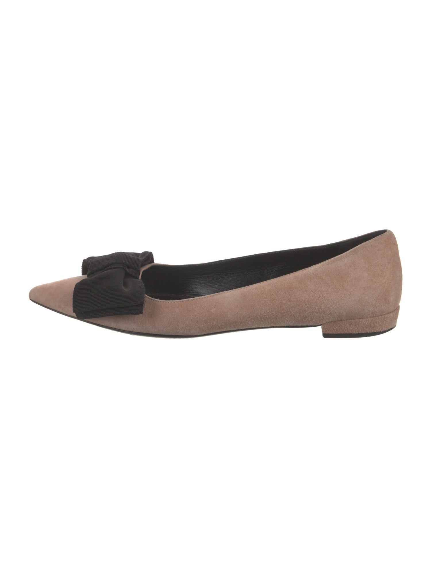 Prada Suede Bow Accents Ballet Flats