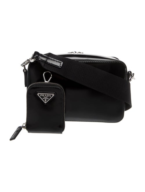 Prada Enameled Metal Triangle Brique