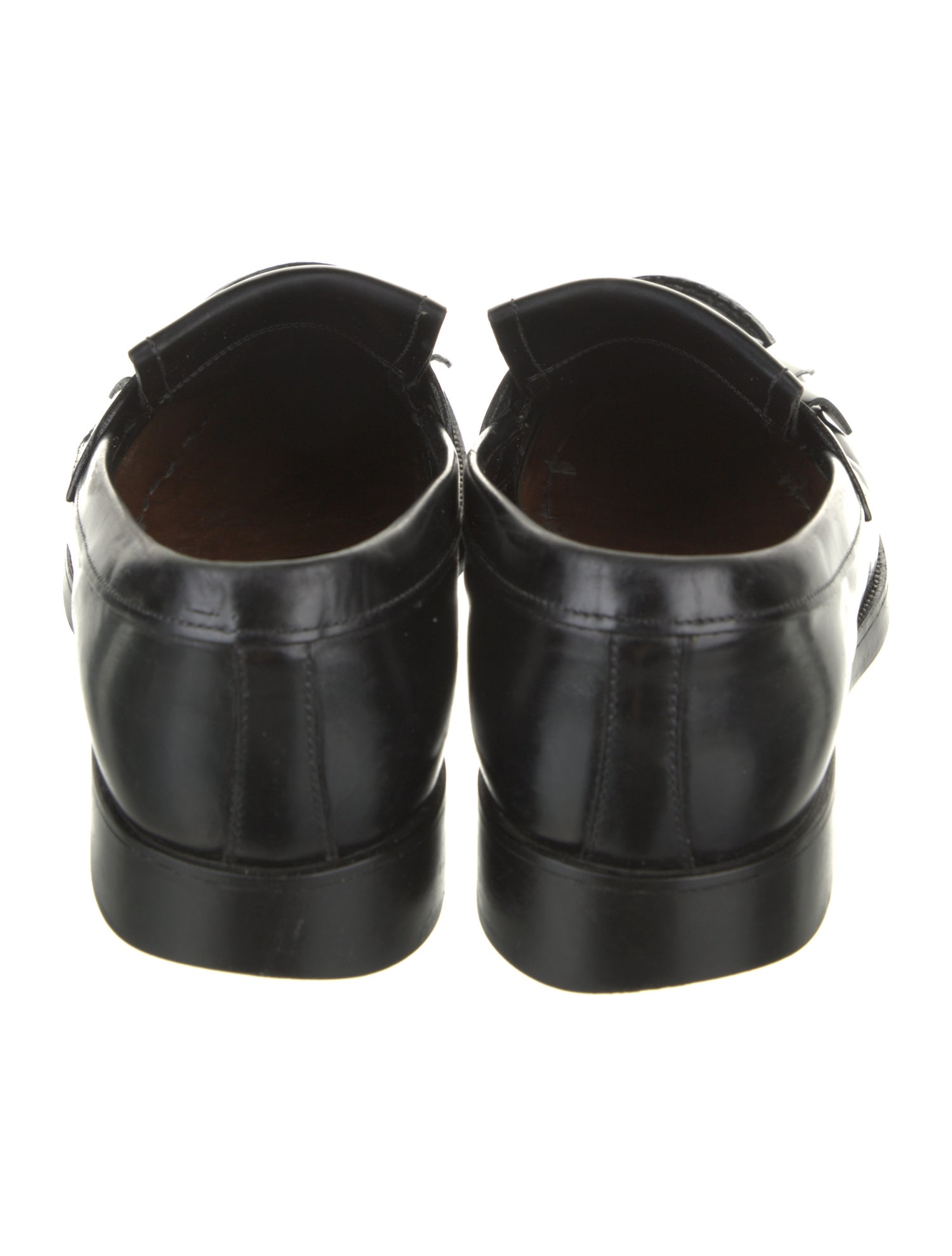 Prada Leather Fringe Trim Accent Dress Loafers