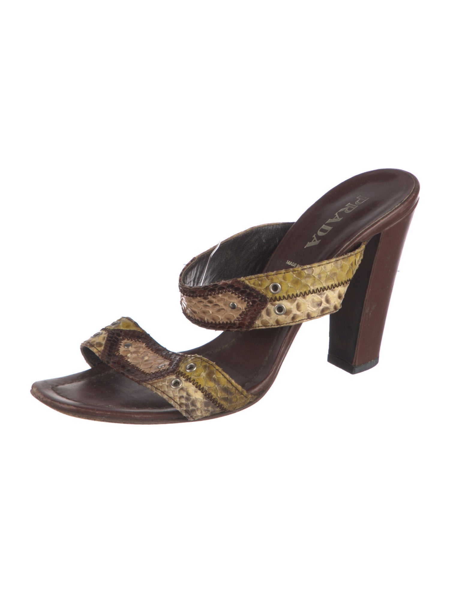 Prada Snakeskin Animal Print Slides