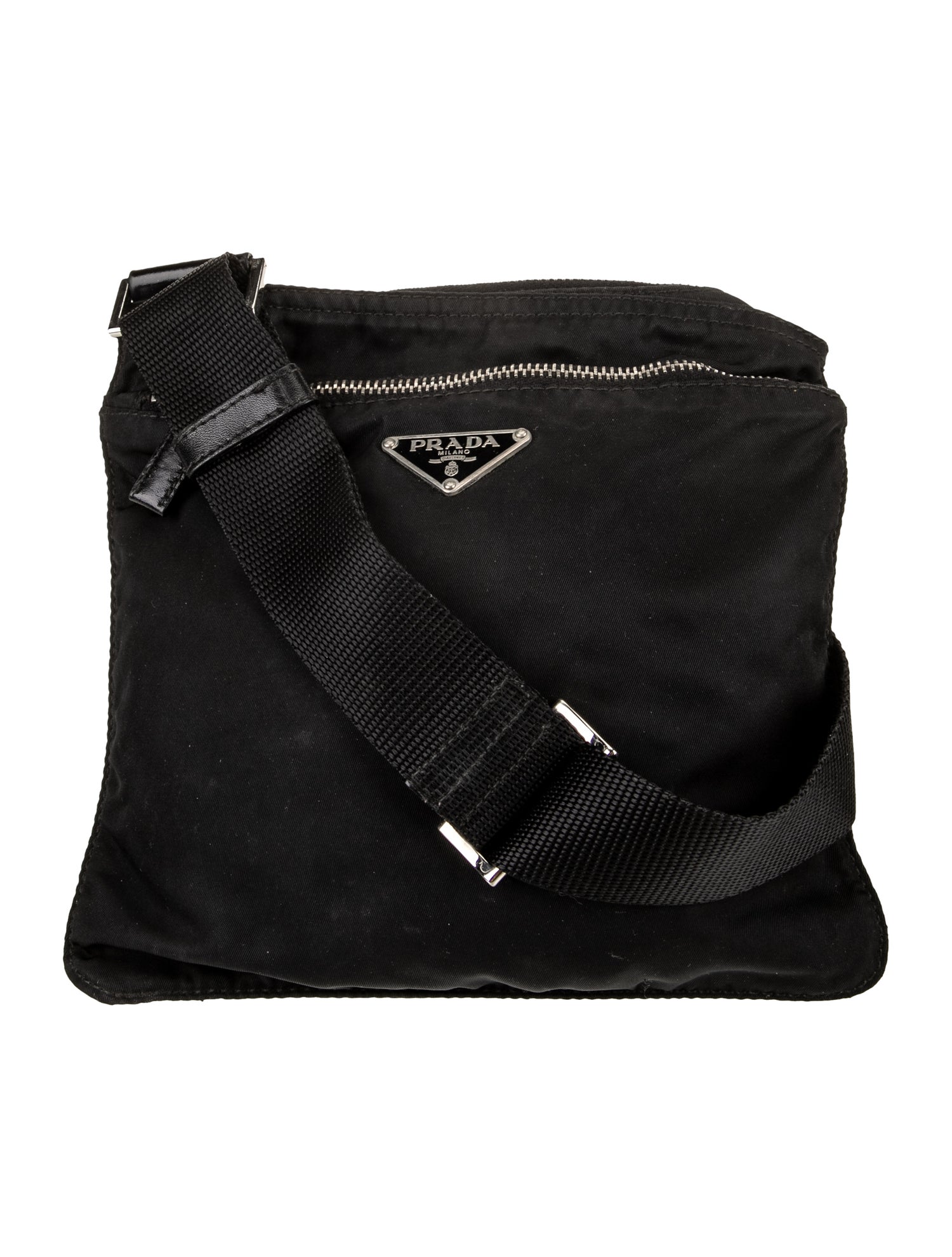 Prada Enameled Metal Triangle Messenger Bag